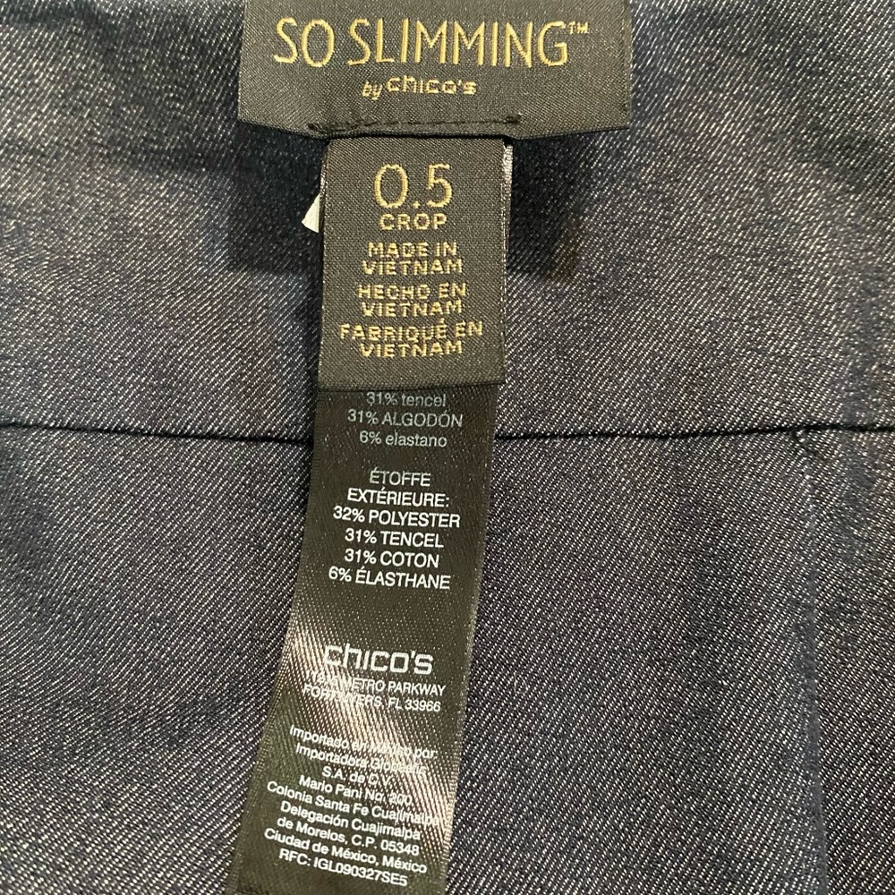 Chico’s So Slimming Cropped Dark Denim Stretch Pull-On Pants Size .5 S/6 - Picture 8 of 11